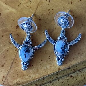 White Buffalo Turquoise Sterling Silver Dangle Earrings